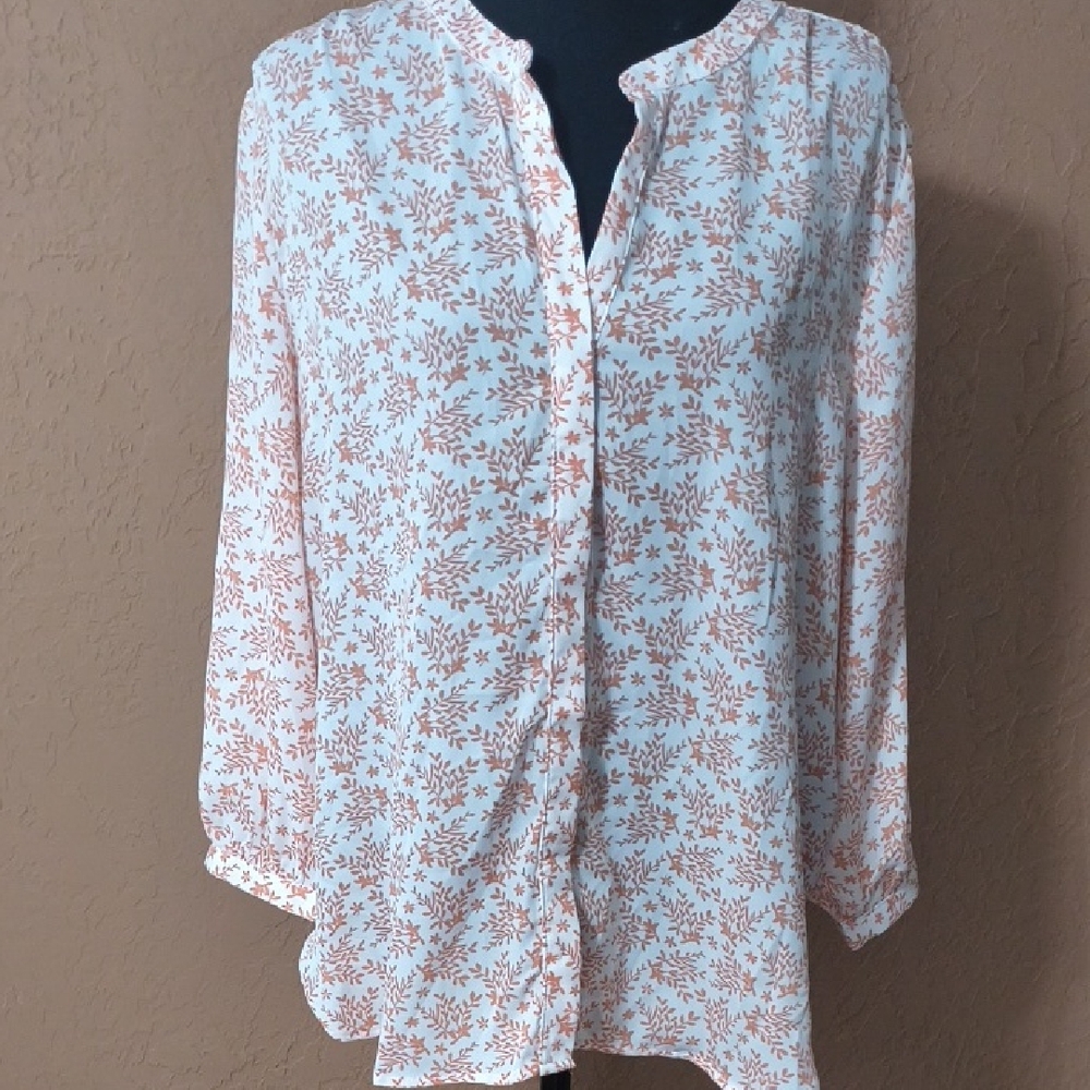 JACHS Girlfriend Women's Pink Floral Button Down Shirt Size L